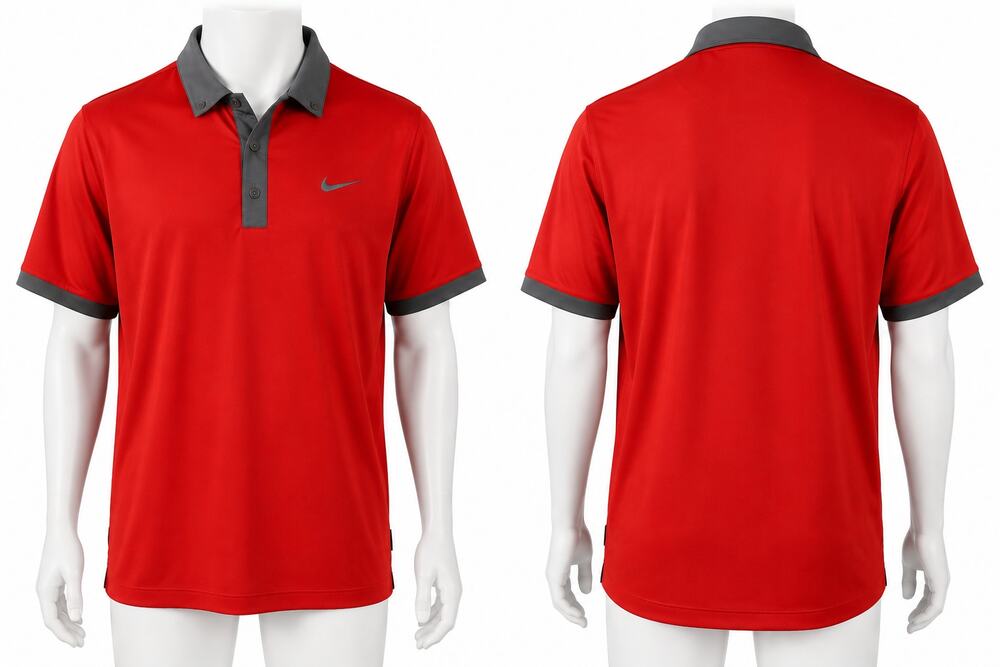 Nike Golf Tour Performance Dri-FIT Polo Shirt Men's Large Red Gray Golf
